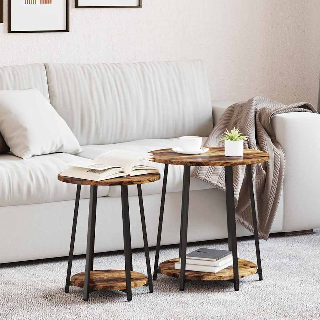 vidaXL Side Table Set 2 pcs Smoked Oak and Black 50 x 50 x 51 cm 1