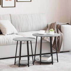 vidaXL Side Table Set 2 pcs Grey Sonoma and Black 50 x 50 x 51 cm 1