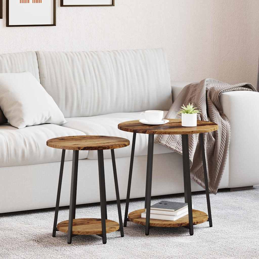 vidaXL Side Table Set 2 pcs Old Wood and Black 50 x 50 x 51 cm 1