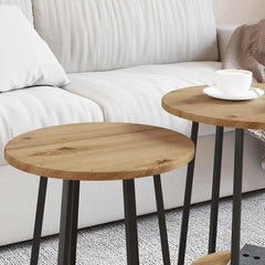 vidaXL Side Table Set 2 pcs Artisan Oak and Black 50 x 50 x 51 cm 4
