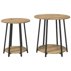 vidaXL Side Table Set 2 pcs Artisan Oak and Black 50 x 50 x 51 cm 2