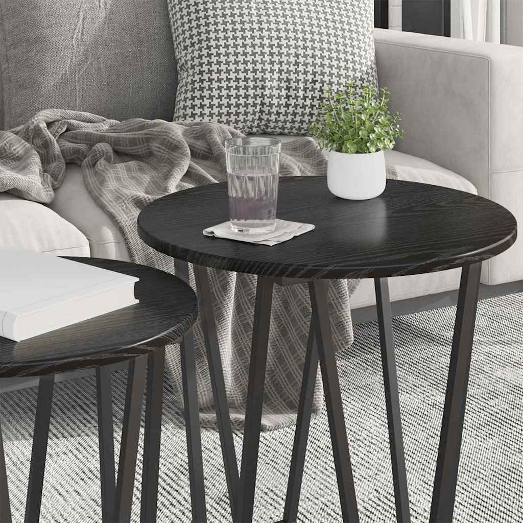 vidaXL Side Table Set 2 pcs Black Oak 50 x 50 x 50.5 cm 4