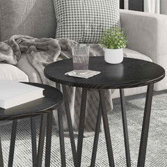 vidaXL Side Table Set 2 pcs Black Oak 50 x 50 x 50.5 cm 4