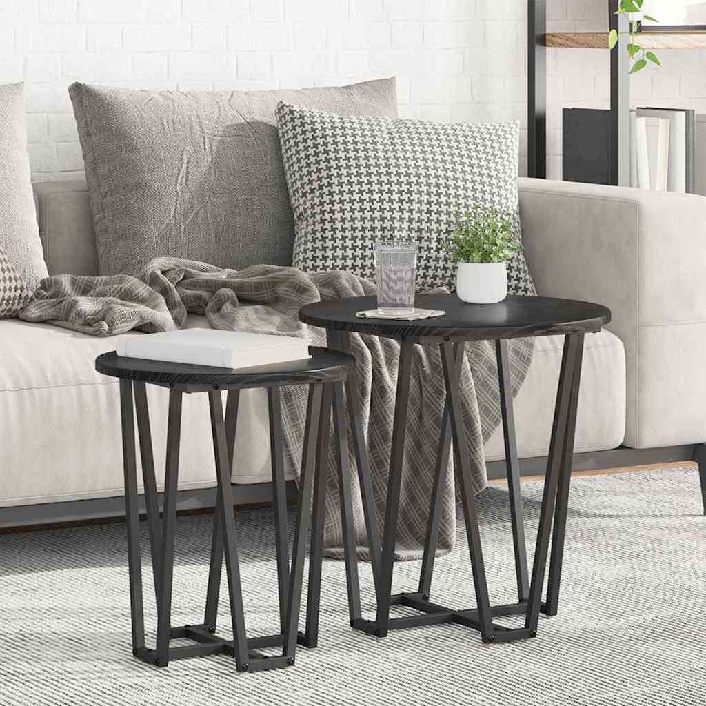vidaXL Side Table Set 2 pcs Black Oak 50 x 50 x 50.5 cm 1