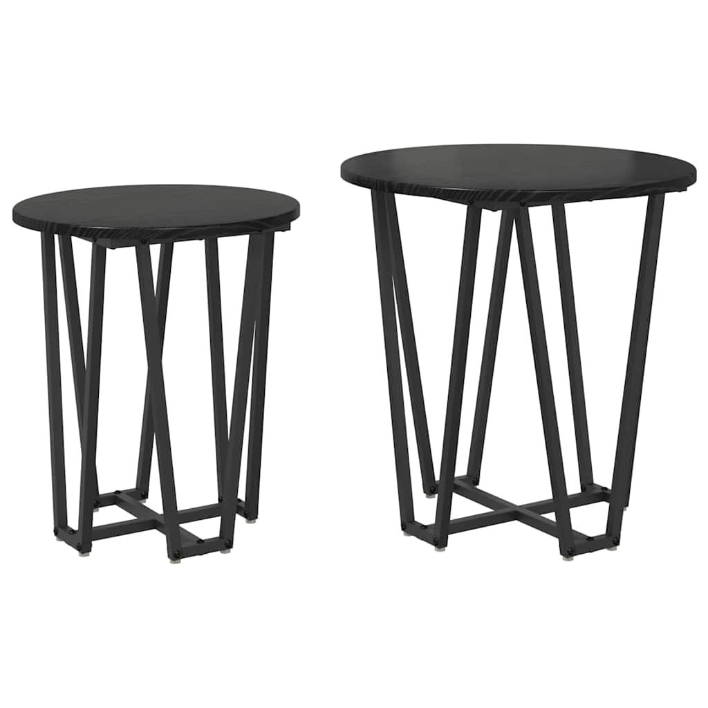 vidaXL Side Table Set 2 pcs Black Oak 50 x 50 x 50.5 cm 2