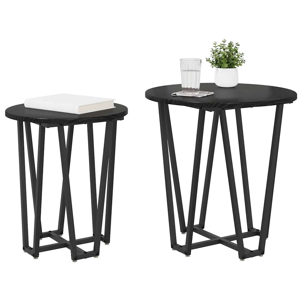 vidaXL Side Table Set 2 pcs Black Oak 50 x 50 x 50.5 cm 3