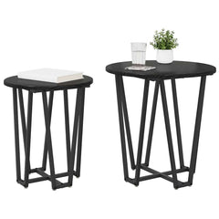 vidaXL Side Table Set 2 pcs Black Oak 50 x 50 x 50.5 cm 3