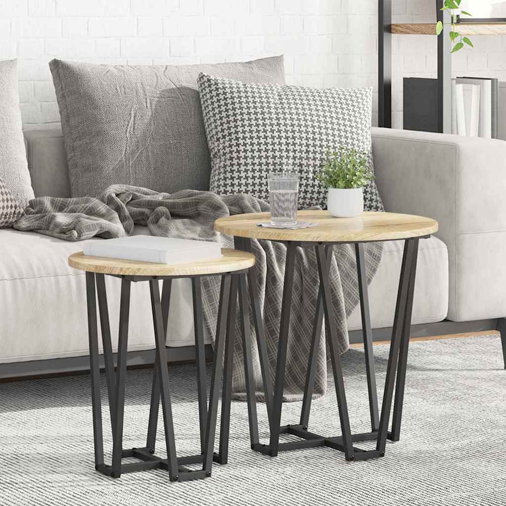 vidaXL Side Table Set 2 pcs Sonoma Oak and Black 50 x 50 x 50.5 cm 1