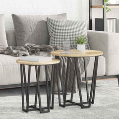 vidaXL Side Table Set 2 pcs Sonoma Oak and Black 50 x 50 x 50.5 cm 1