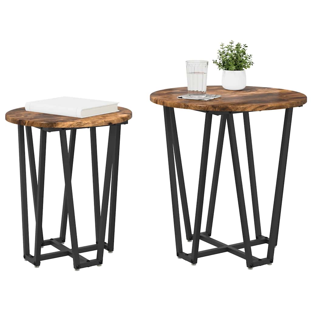 vidaXL Side Table Set 2 pcs Smoked Oak and Black 50 x 50 x 50.5 cm 3