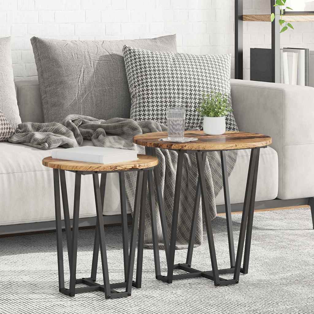 vidaXL Side Table Set 2 pcs Old Wood and Black 50 x 50 x 50.5 cm 1