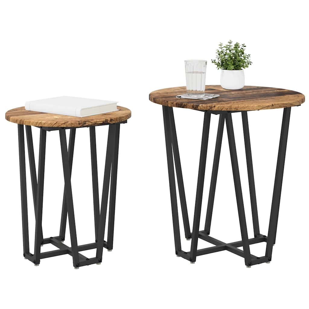 vidaXL Side Table Set 2 pcs Old Wood and Black 50 x 50 x 50.5 cm 3