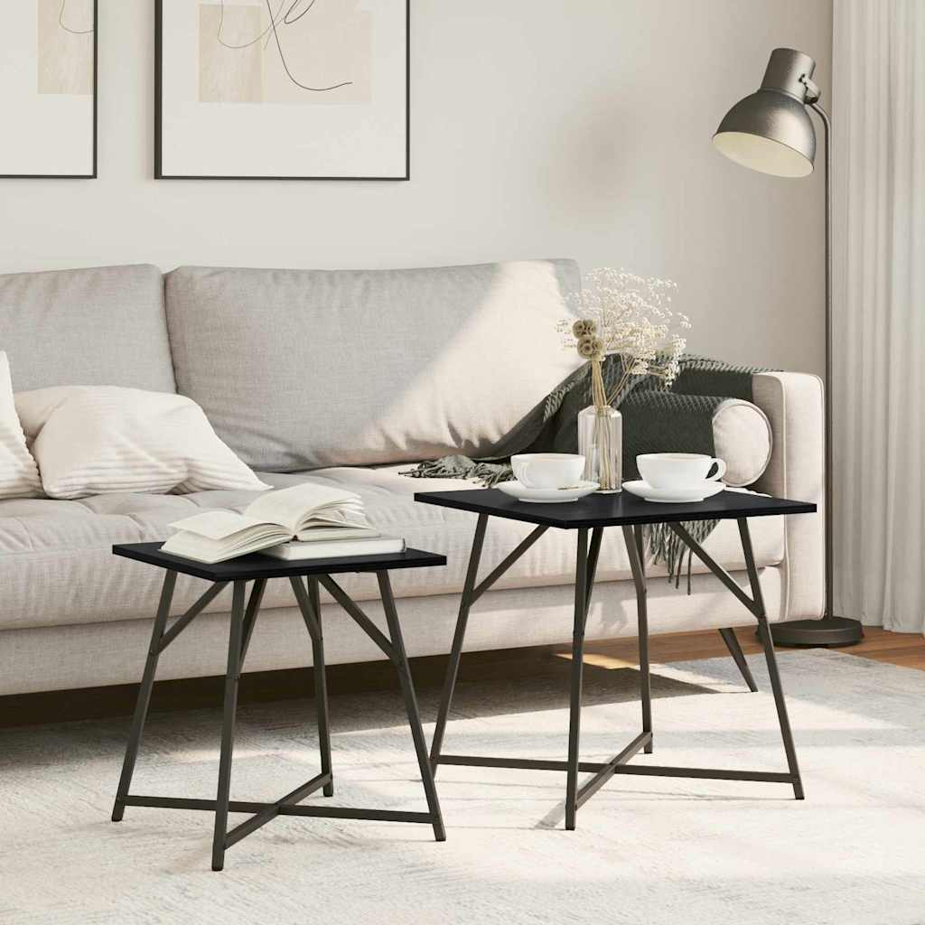vidaXL Side Table Set 2 pcs Black Oak 50 x 50 x 50 cm 1