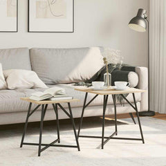 vidaXL Side Table Set 2 pcs Sonoma Oak and Black 50 x 50 x 50 cm 1