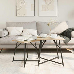 vidaXL Side Table Set 2 pcs Sonoma Oak and Black 50 x 50 x 50 cm 4