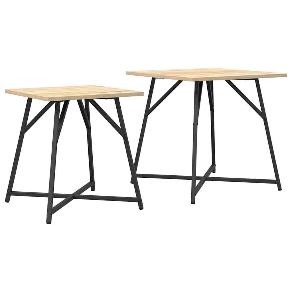 vidaXL Side Table Set 2 pcs Sonoma Oak and Black 50 x 50 x 50 cm 2