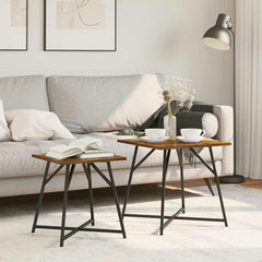 vidaXL Side Table Set 2 pcs Smoked Oak and Black 50 x 50 x 50 cm 1