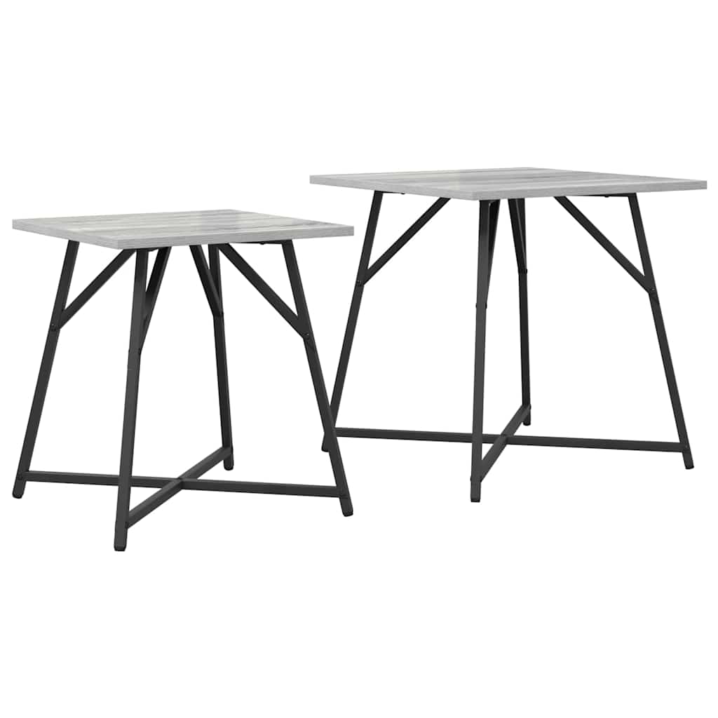 vidaXL Side Table Set 2 pcs Grey Sonoma and Black 50 x 50 x 50 cm 2