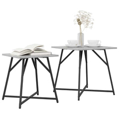 vidaXL Side Table Set 2 pcs Grey Sonoma and Black 50 x 50 x 50 cm 3