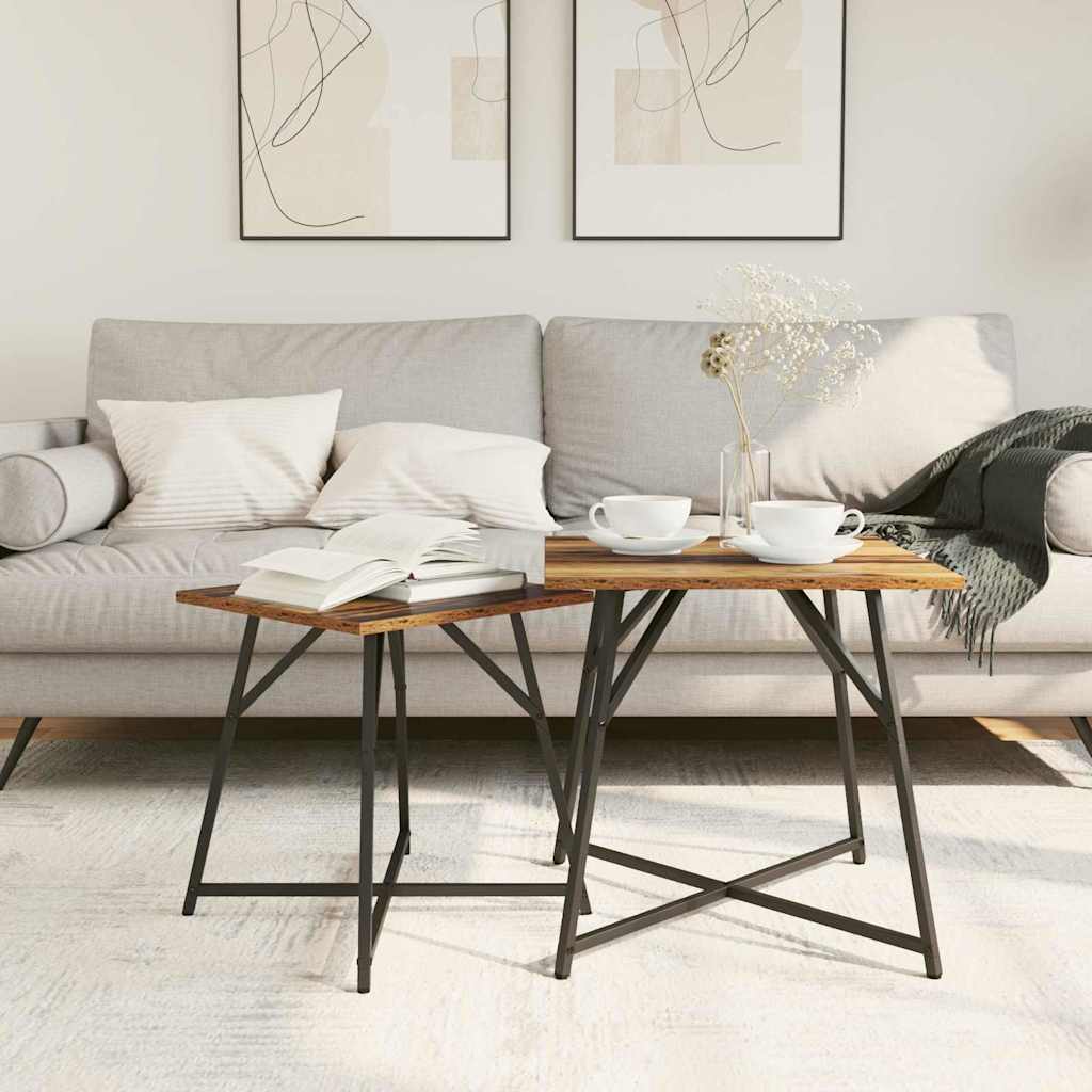 vidaXL Side Table Set 2 pcs Old Wood and Black 50 x 50 x 50 cm 4