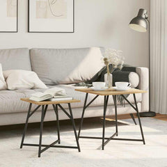vidaXL Side Table Set 2 pcs Artisan Oak and Black 50 x 50 x 50 cm 1