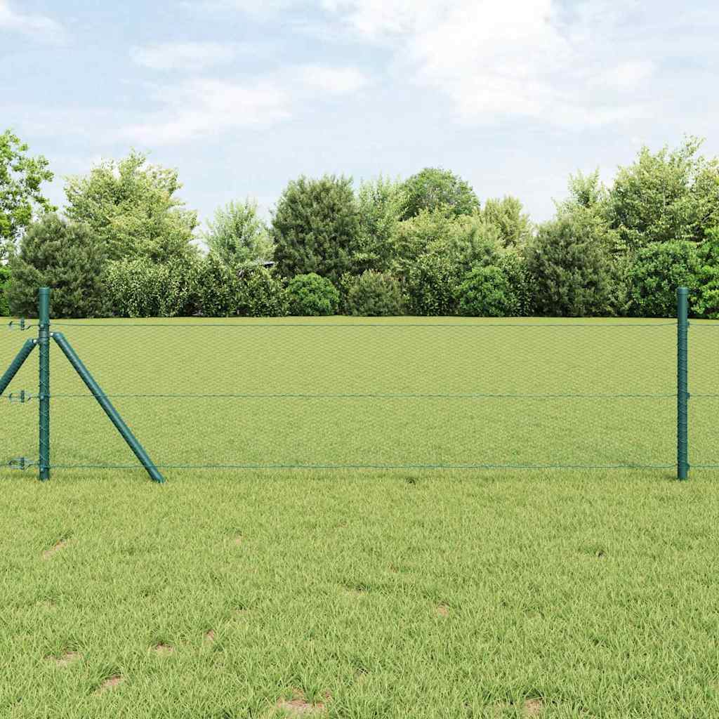 vidaXL Hexagonal Fence Ground Fix 10 x 0.4 m PVC-Coated Steel Green 1