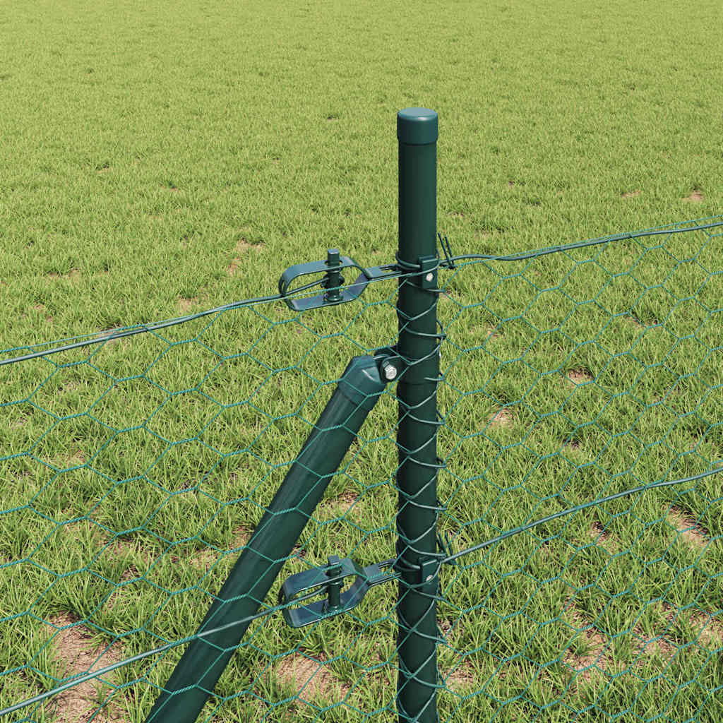 vidaXL Hexagonal Fence Ground Fix 10 x 0.4 m PVC-Coated Steel Green 4