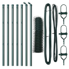 vidaXL Hexagonal Fence Ground Fix 10 x 0.4 m PVC-Coated Steel Green 2