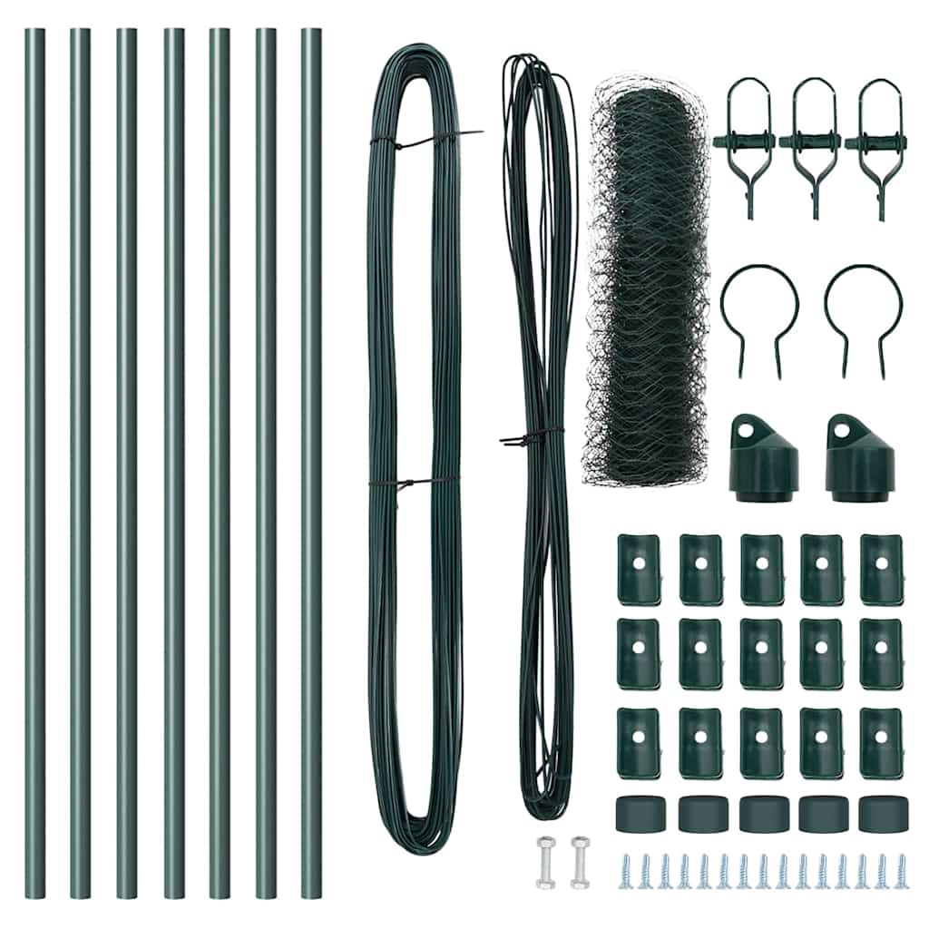 vidaXL Hexagonal Fence Ground Fix 10 x 0.4 m PVC-Coated Steel Green 5