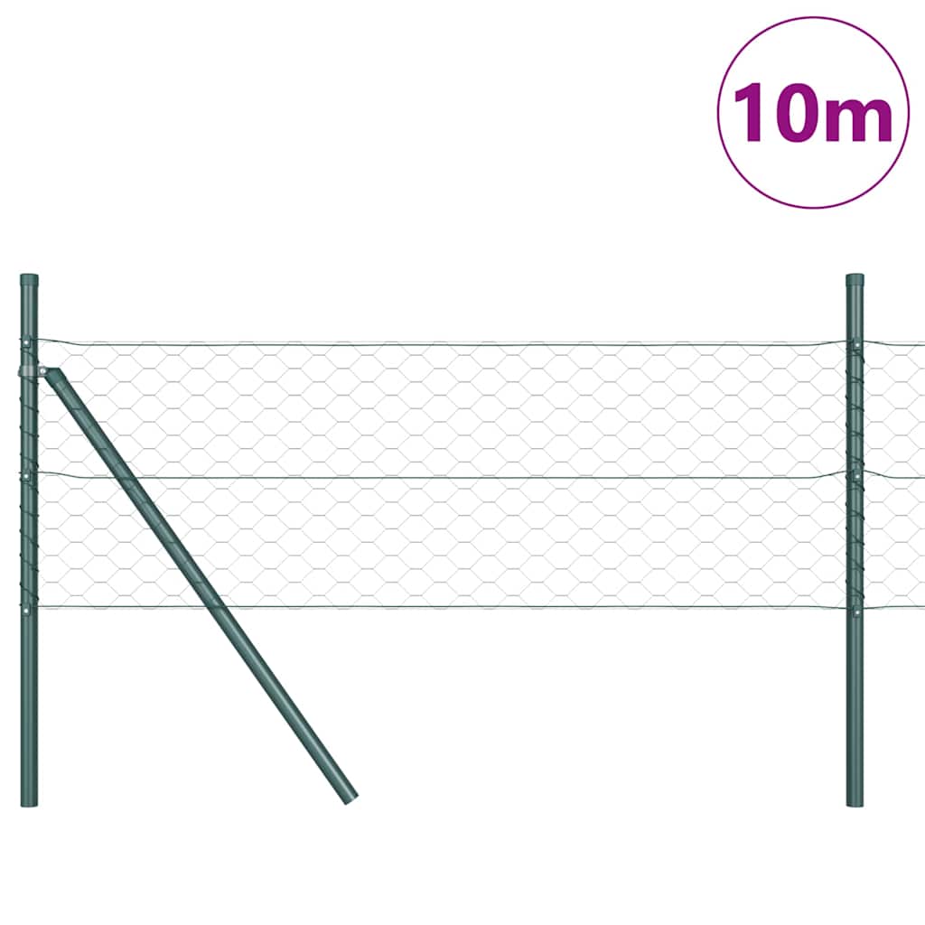 vidaXL Hexagonal Fence Ground Fix 10 x 0.4 m PVC-Coated Steel Green 3