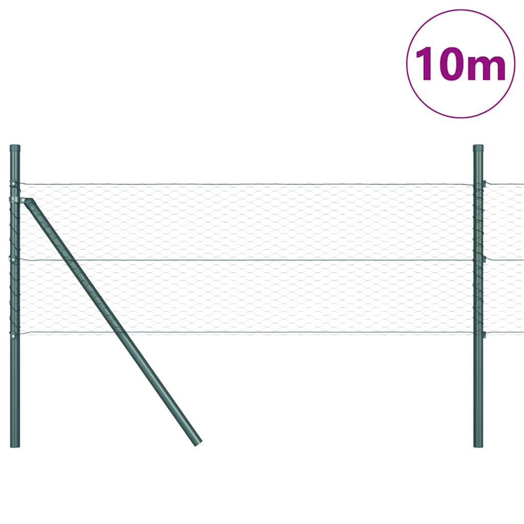 vidaXL Hexagonal Fence Ground Fix 10 x 0.5 m PVC-Coated Steel Green 3