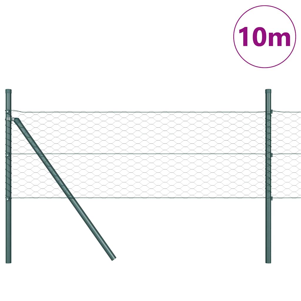 vidaXL Hexagonal Fence Ground Fix 10 x 0.5 m PVC-Coated Steel Green 3