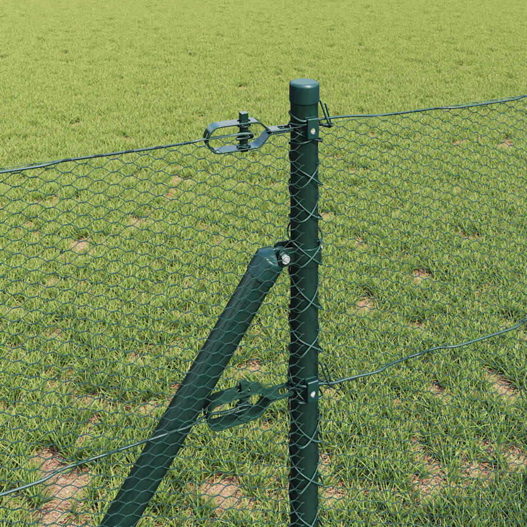 vidaXL Hexagonal Fence Ground Fix 10 x 0.6 m PVC-Coated Steel Green 4