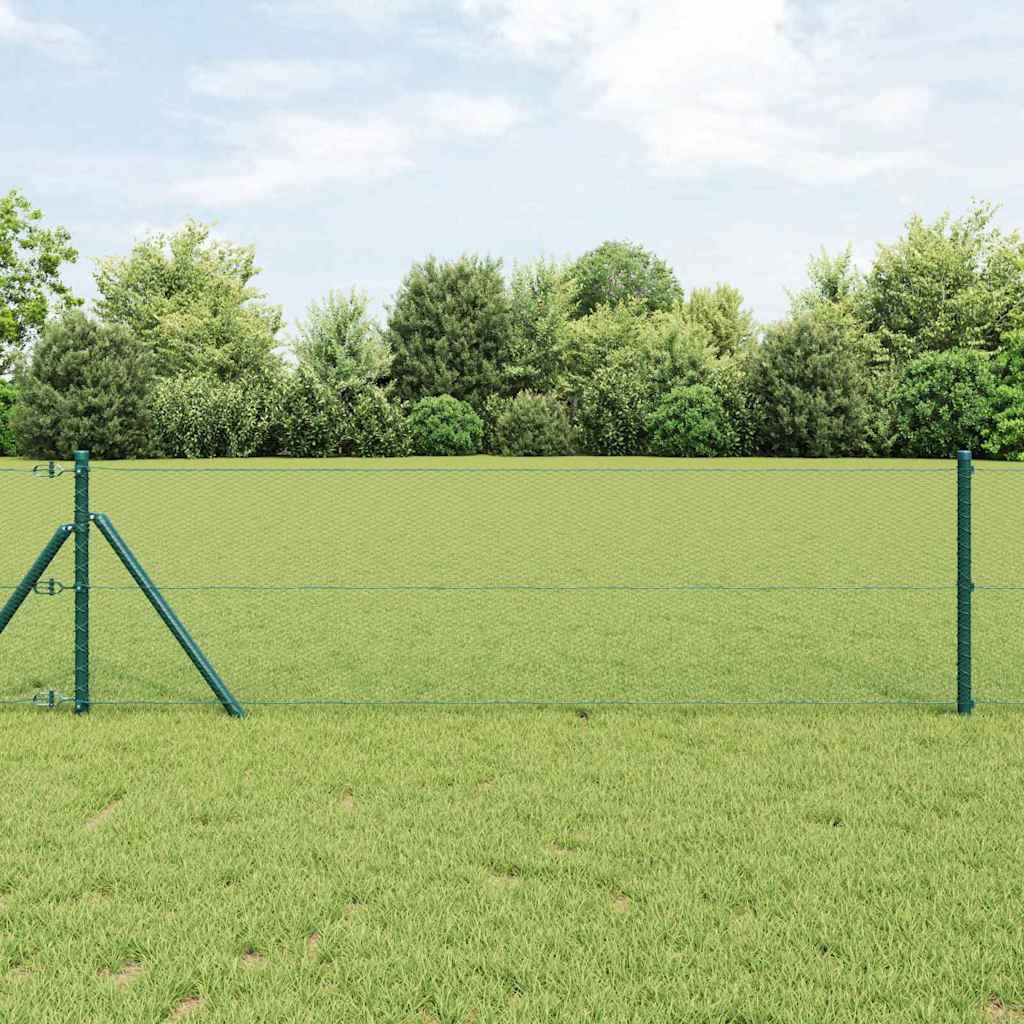 vidaXL Hexagonal Fence Ground Fix 10 x 0.6 m PVC-Coated Steel Green 1