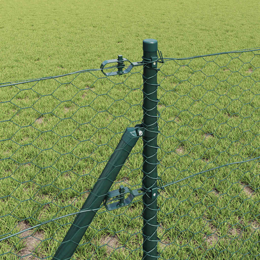 vidaXL Hexagonal Fence Ground Fix 10 x 0.6 m PVC-Coated Steel Green 4