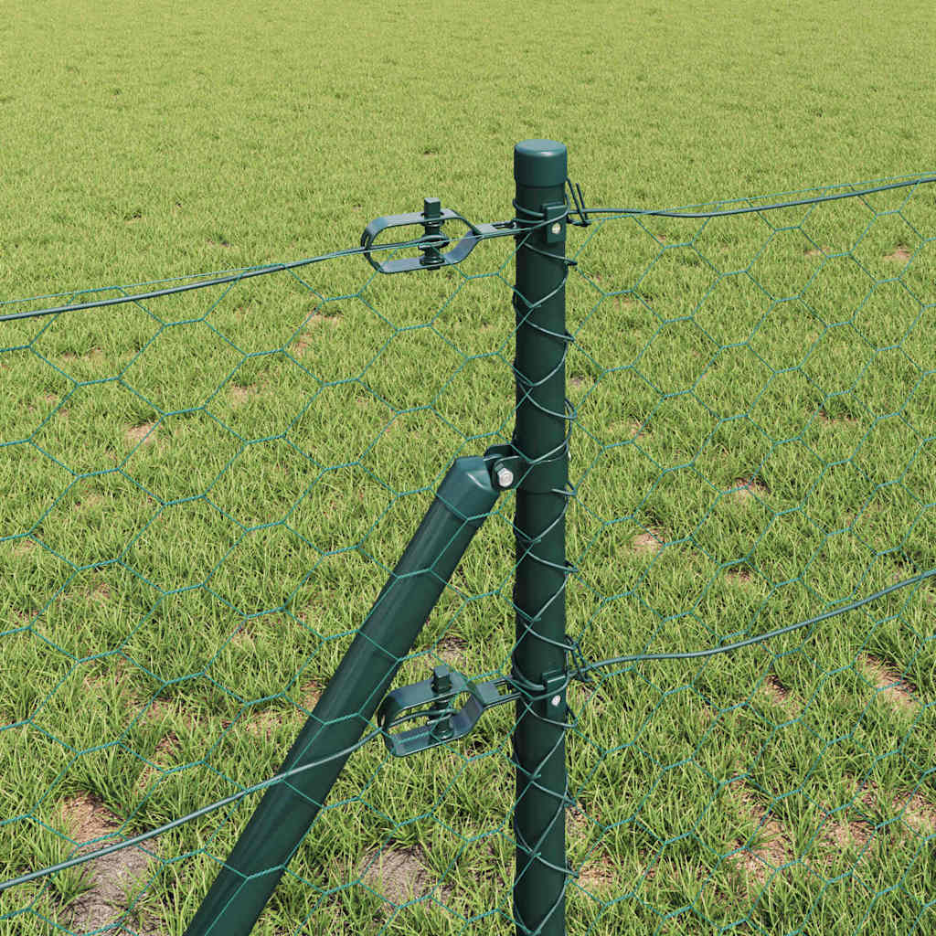 vidaXL Hexagonal Fence Ground Fix 10 x 0.6 m PVC-Coated Steel Green 4