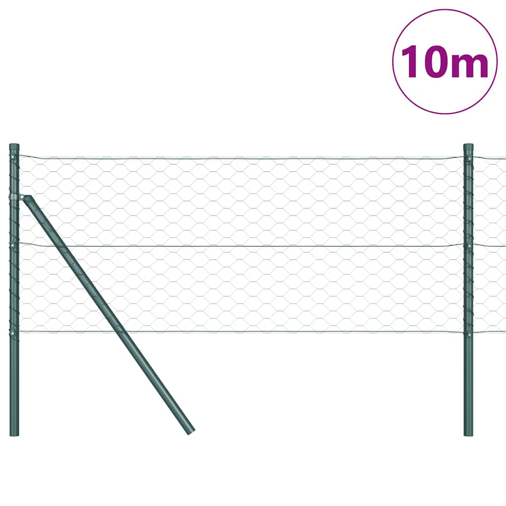 vidaXL Hexagonal Fence Ground Fix 10 x 0.6 m PVC-Coated Steel Green 3