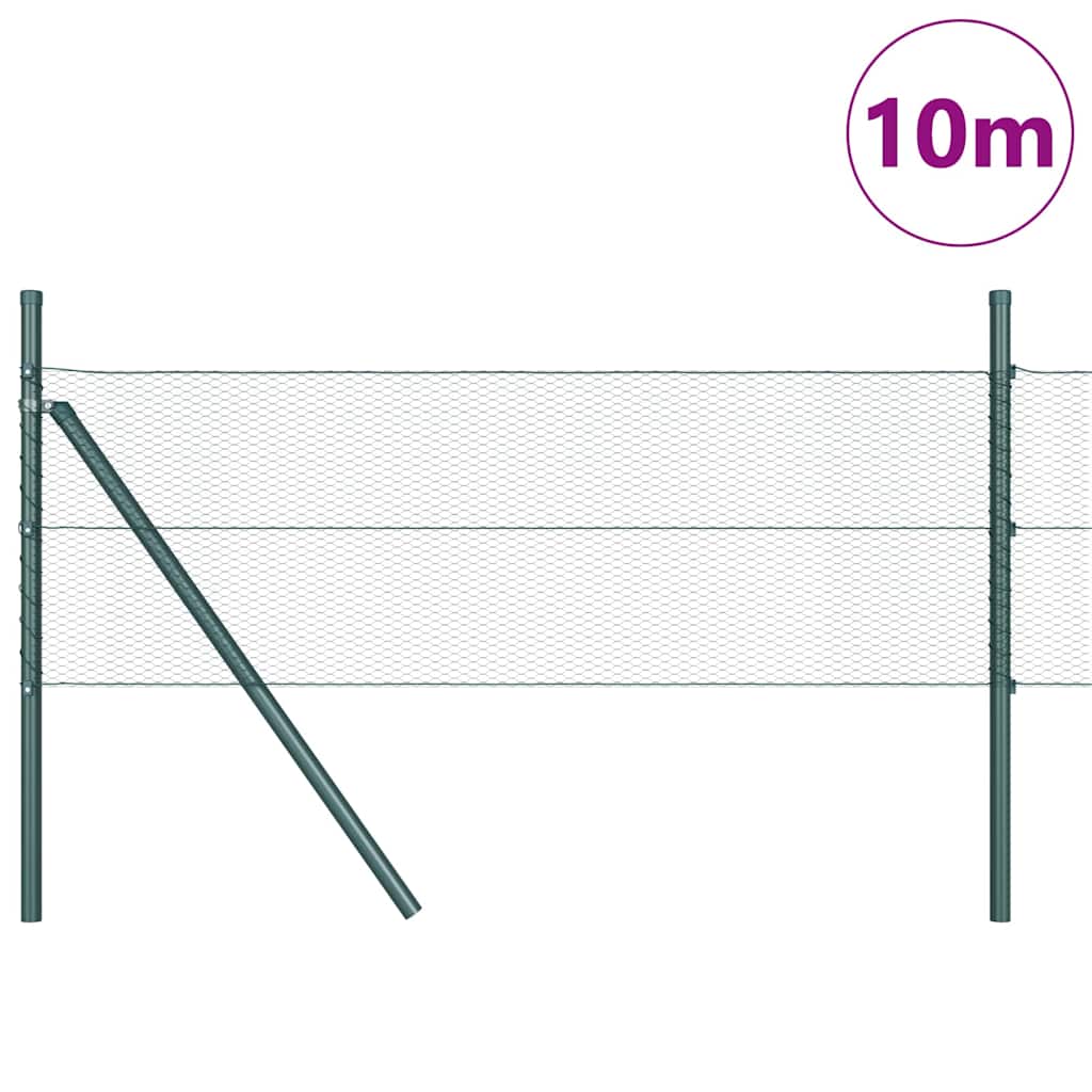 vidaXL Hexagonal Fence Ground Fix 10 x 0.8 m PVC-Coated Steel Green 3
