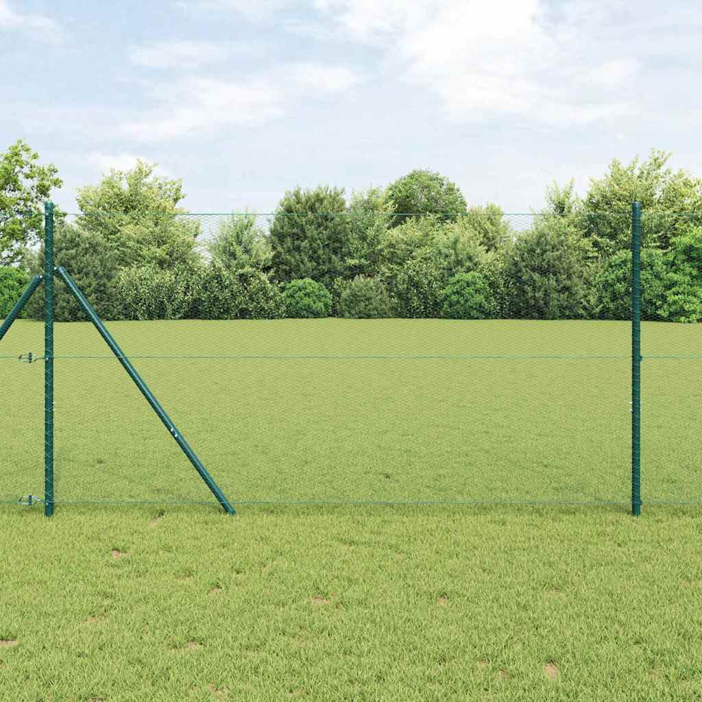 Hexagonal Fence Ground Fix 25 x 0.4 m PVC-Coated Steel mesh Size 13 mm mesh Green 1.2 m
