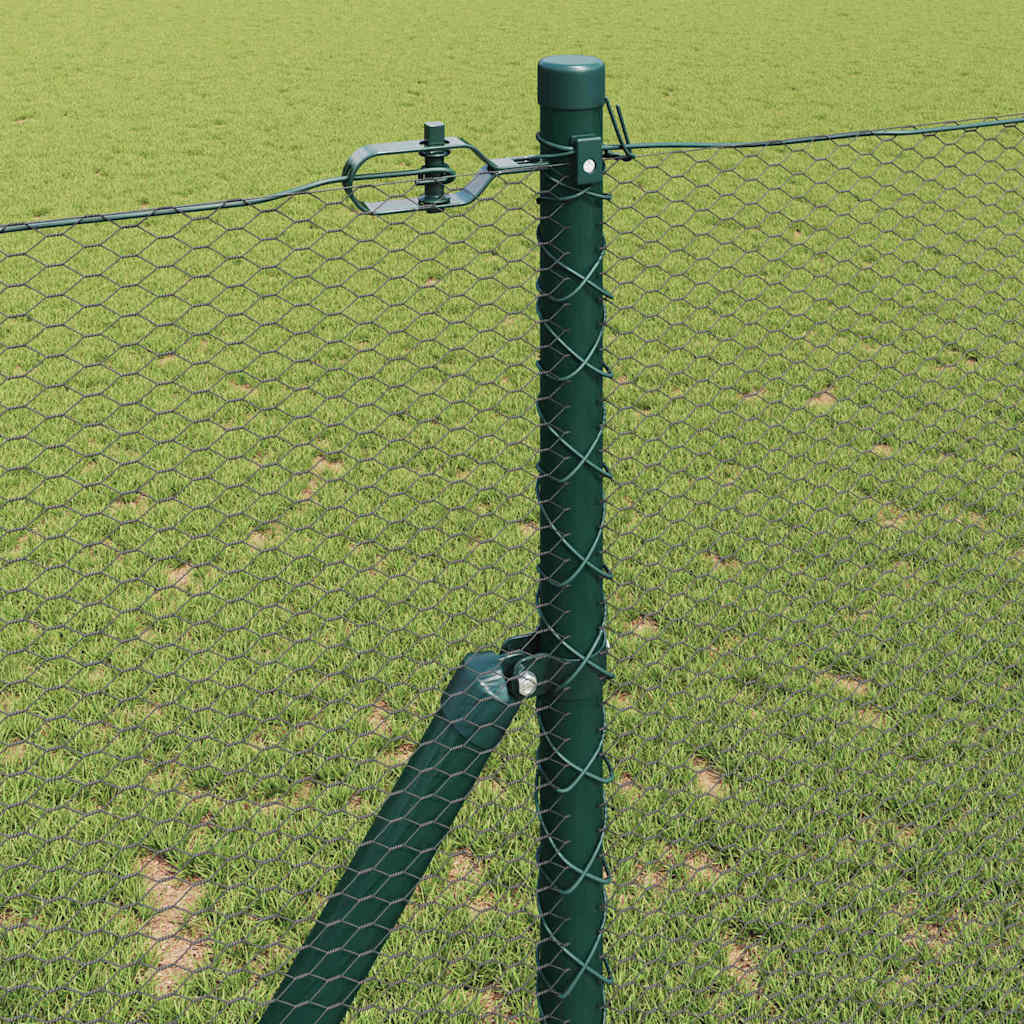 Hexagonal Fence Ground Fix 50 x 0.4 m PVC-Coated Steel Green mesh Size 13 mm mesh 1.4 m