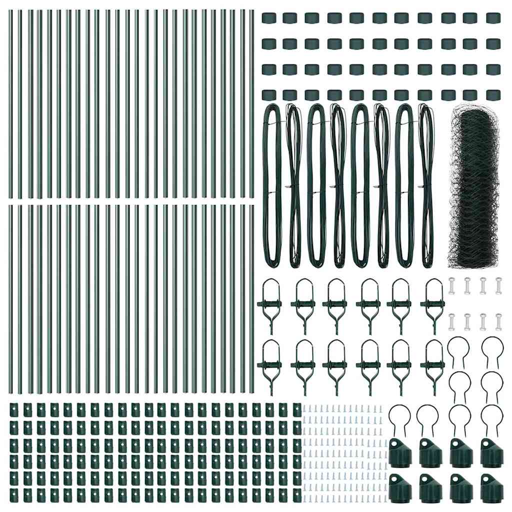 Hexagonal Fence Ground Fix 100 x 1 m PVC-Coated Steel Green mesh Size 50 mm mesh 0.6 m