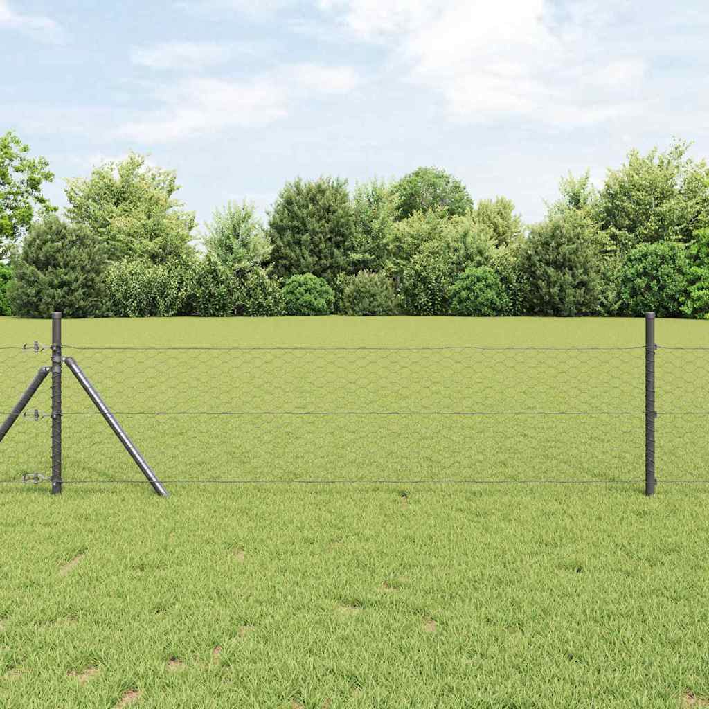 vidaXL Hexagonal Fence Ground Fix 10 x 0.5 m PVC-Coated Steel Grey 1