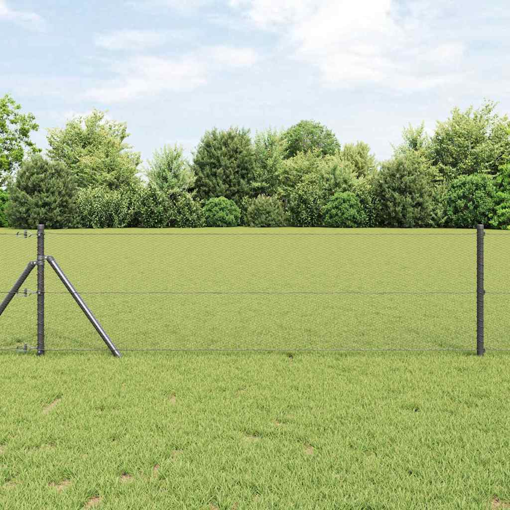 vidaXL Hexagonal Fence Ground Fix 10 x 0.6 m PVC-Coated Steel Grey 1