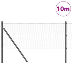 vidaXL Hexagonal Fence Ground Fix 10 x 0.6 m PVC-Coated Steel Grey 3