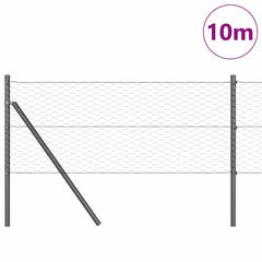 vidaXL Hexagonal Fence Ground Fix 10 x 0.6 m PVC-Coated Steel Grey 3
