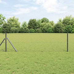 vidaXL Hexagonal Fence Ground Fix 10 x 0.6 m PVC-Coated Steel Grey 1