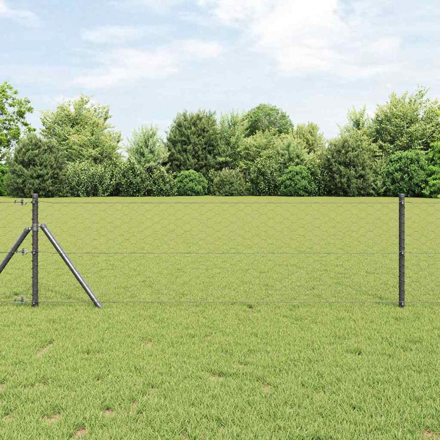 Hexagonal Fence Ground Fix PVC-Coated Steel Grey