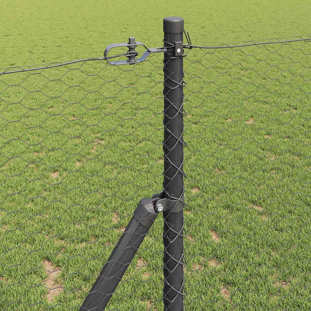 Hexagonal Fence Ground Fix 25 x 0.4 m PVC-Coated Steel mesh Size 25 mm mesh Grey 1 m