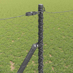vidaXL Hexagonal Fence Ground Fix 25 x 1 m PVC-Coated Steel Grey Mesh 4