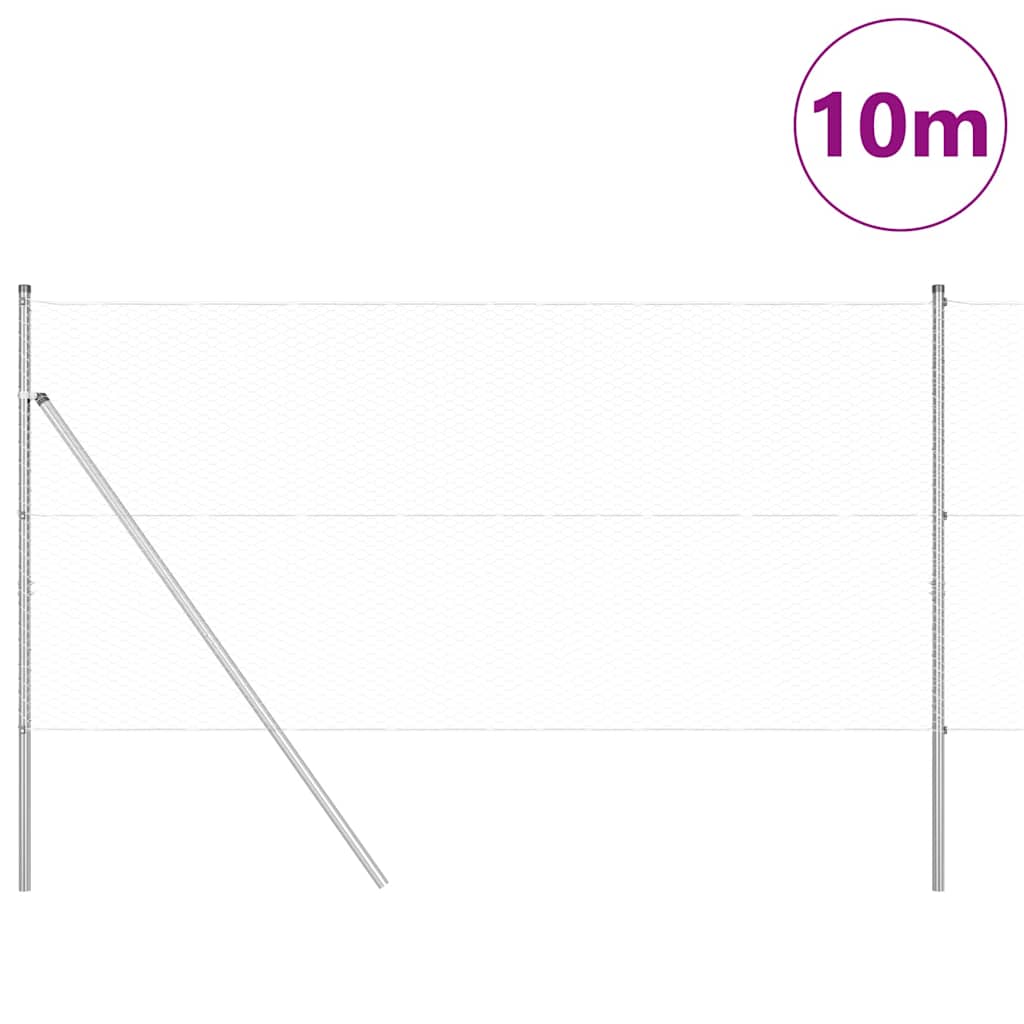 vidaXL Hexagonal Fence Ground Fix 10 x 1 m Galvanised Steel Silver 3